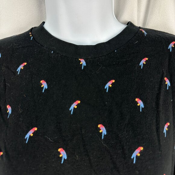 Eighth Avenue Black Parrot Print T-Shirt Small 100% Cotton Made In India - Picture 2 of 6